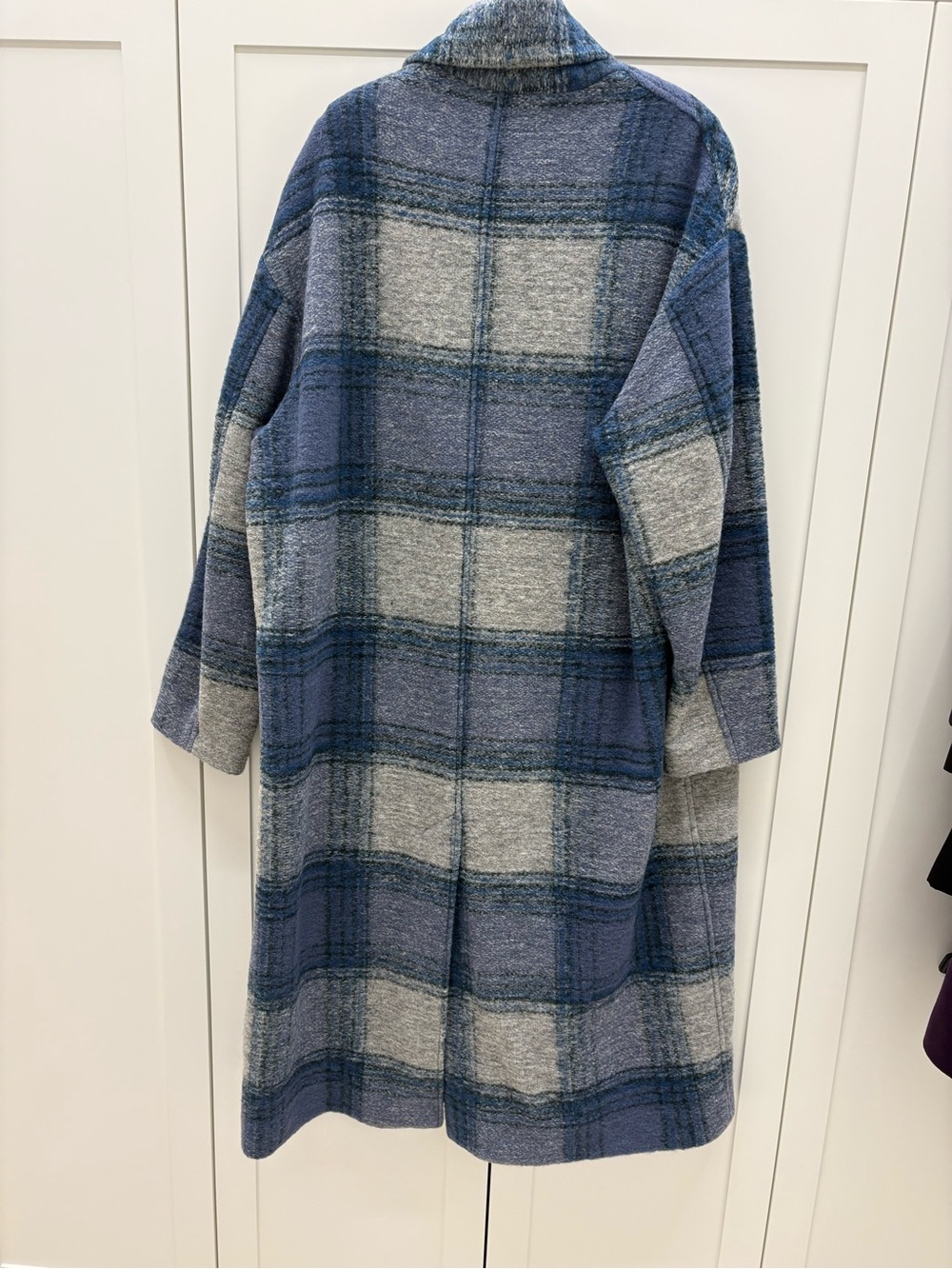 Isabel Marant Blue Gray Plaid Wool Blend Trench Coat - Picture 7 of 7